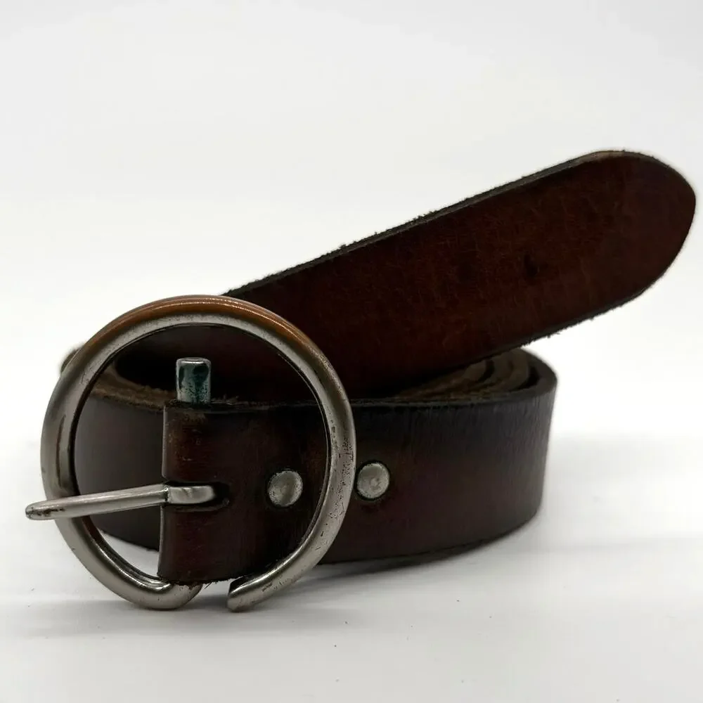 Vintage 90's Gap Jeans Genuine Leather Distressed Belt Brown Roller Buckle L